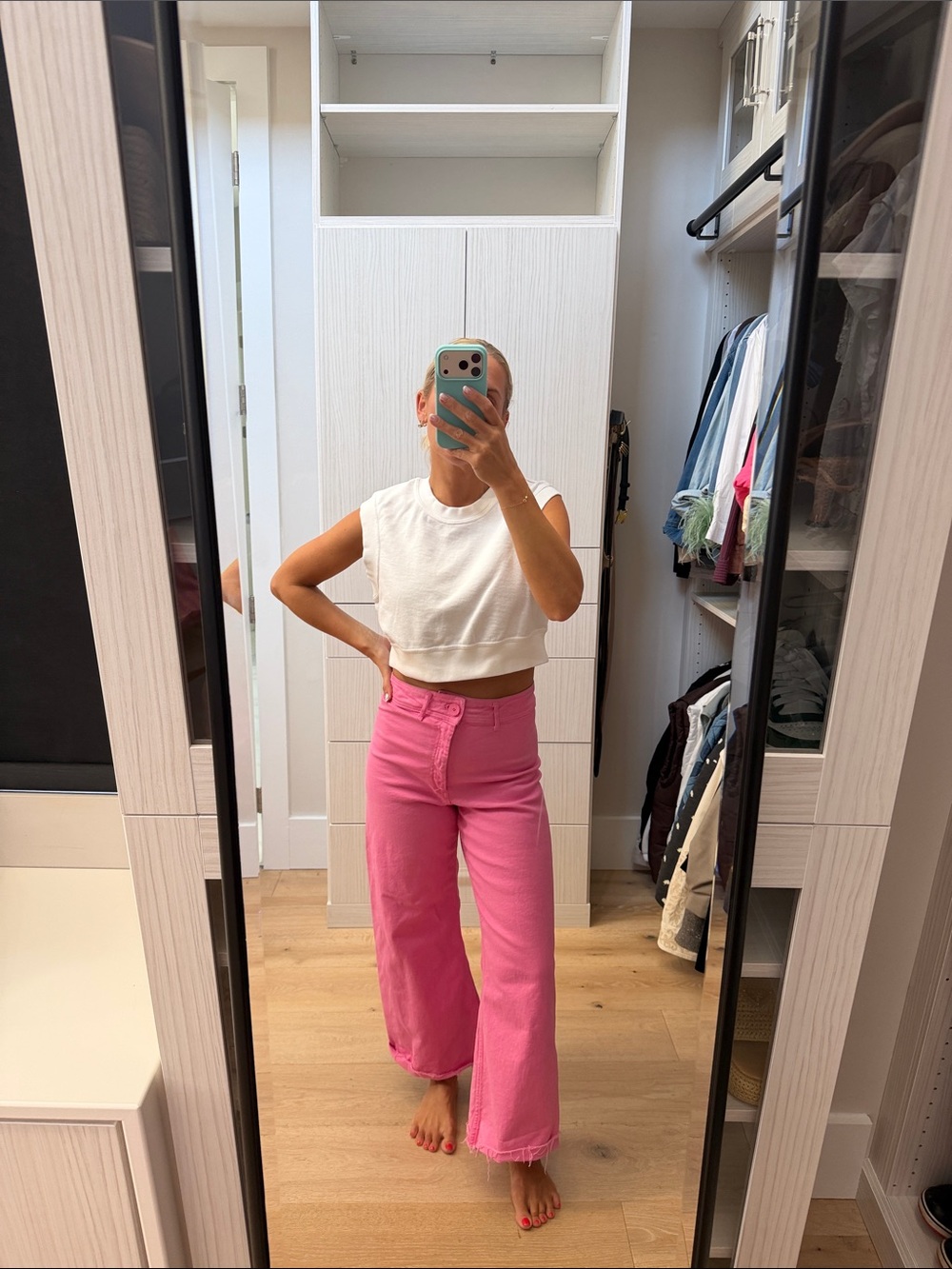 Zara marine Pink High-Rise Wide Leg Jeans